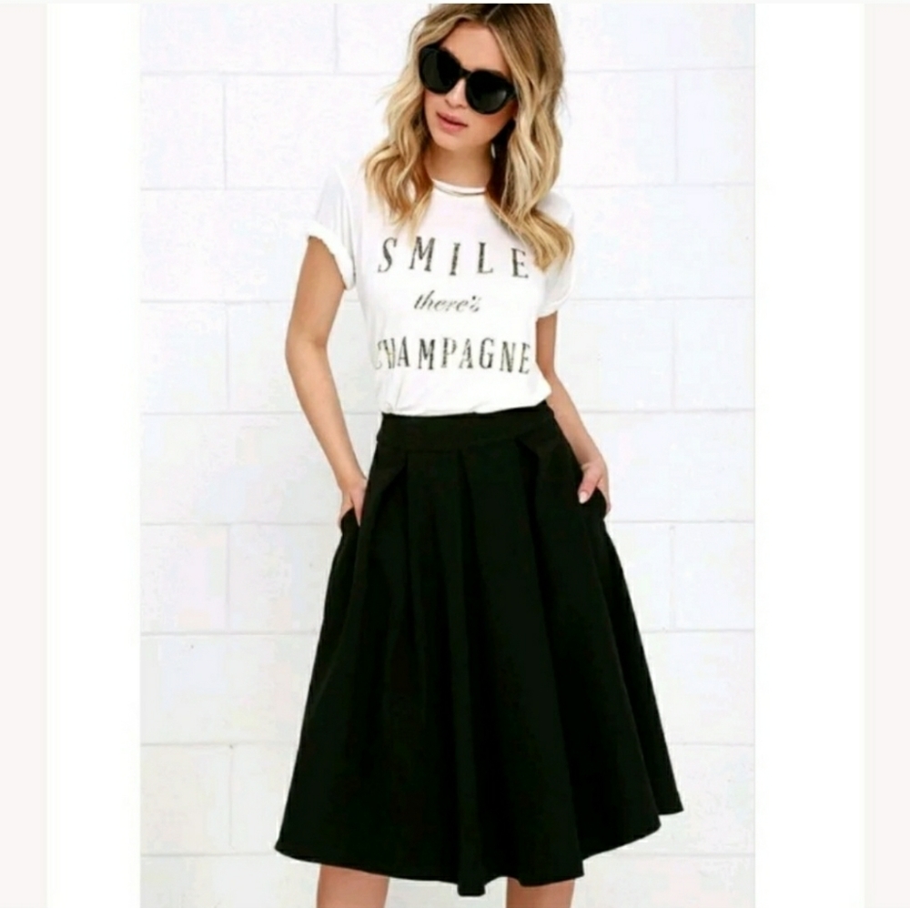 Lulu's Pleats Oh Please A-Line Pleated Mini Skirt